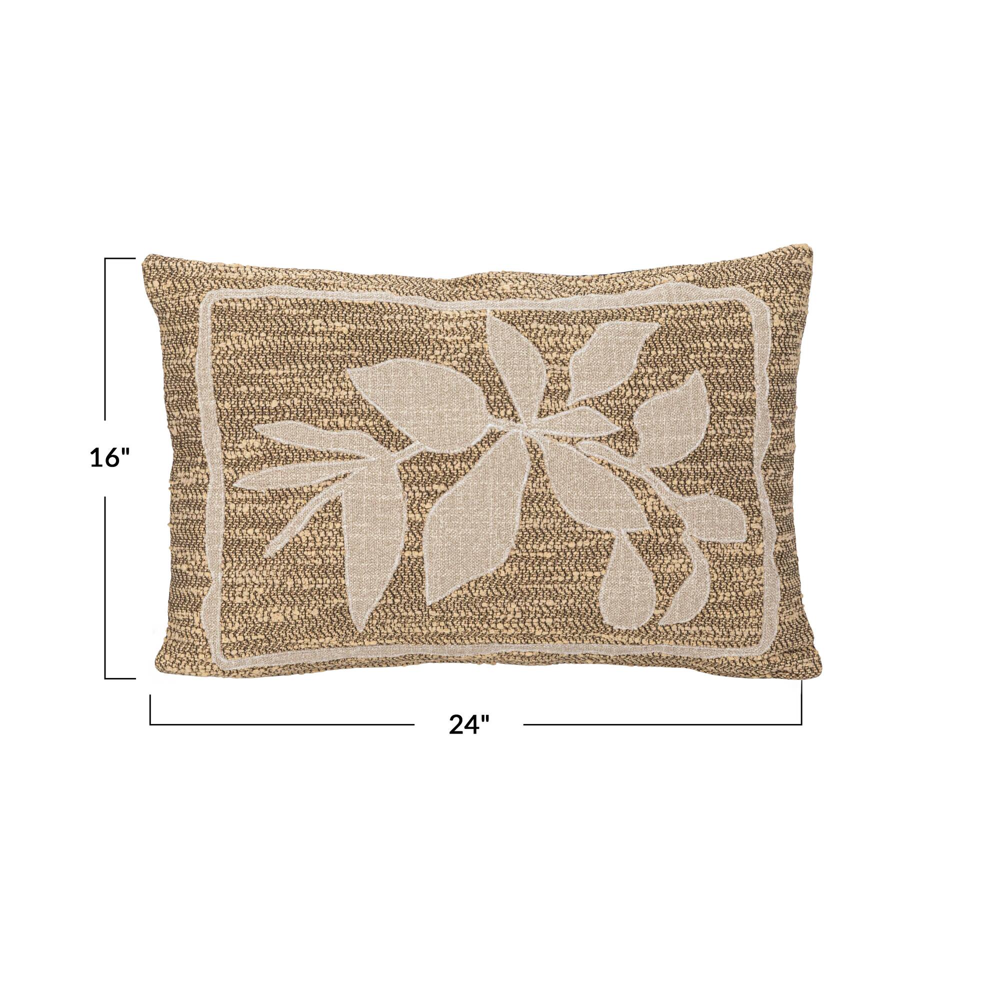 Hello Honey® 24" x 16" Brown & Tan Botanical Woven Indoor & Outdoor Lumbar Pillow